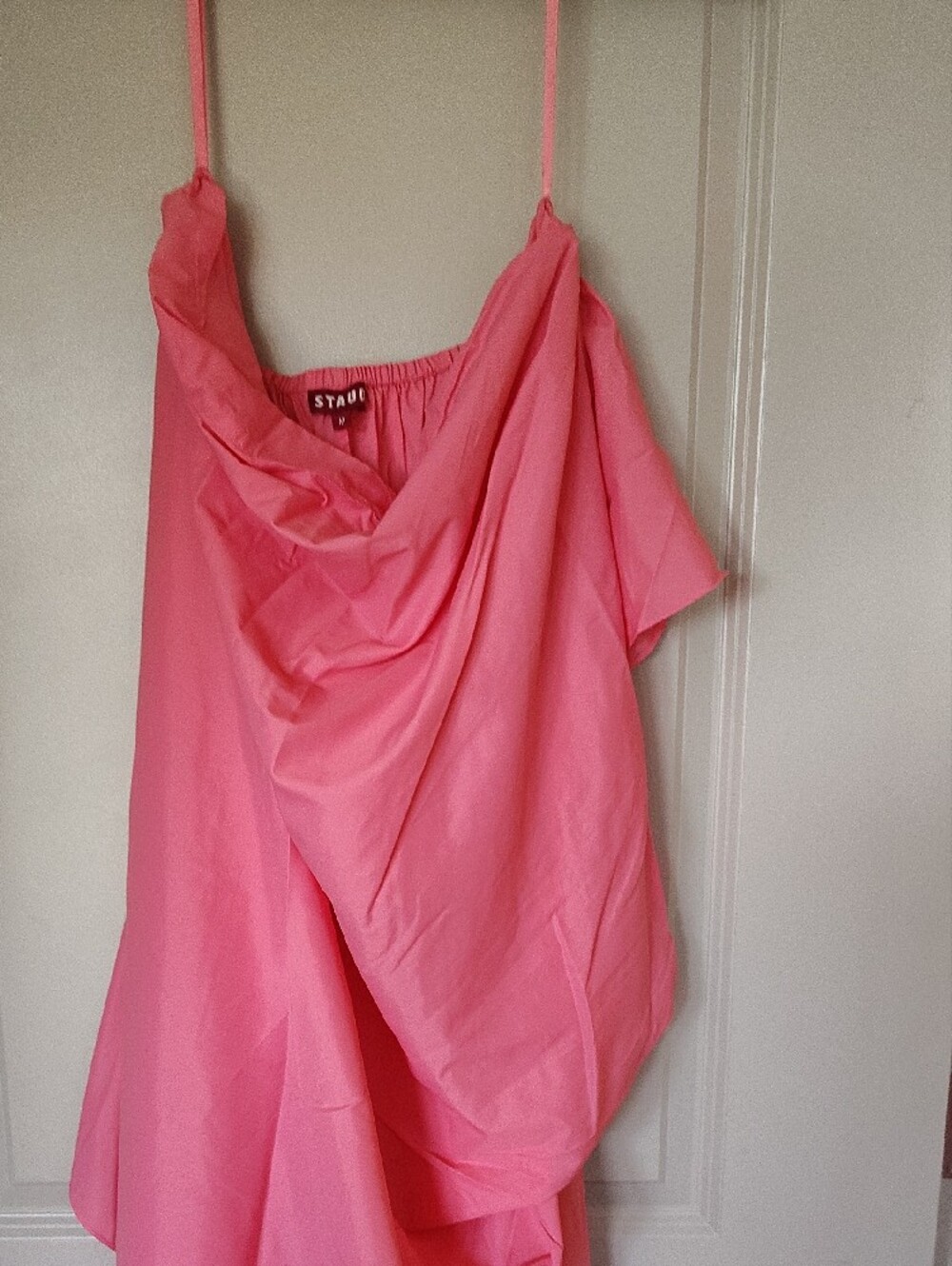 STAUD Coral-Pink Cowl Neck Satin Dress ABSOLUTELY BEAUTIFUL - Picture 11 of 14